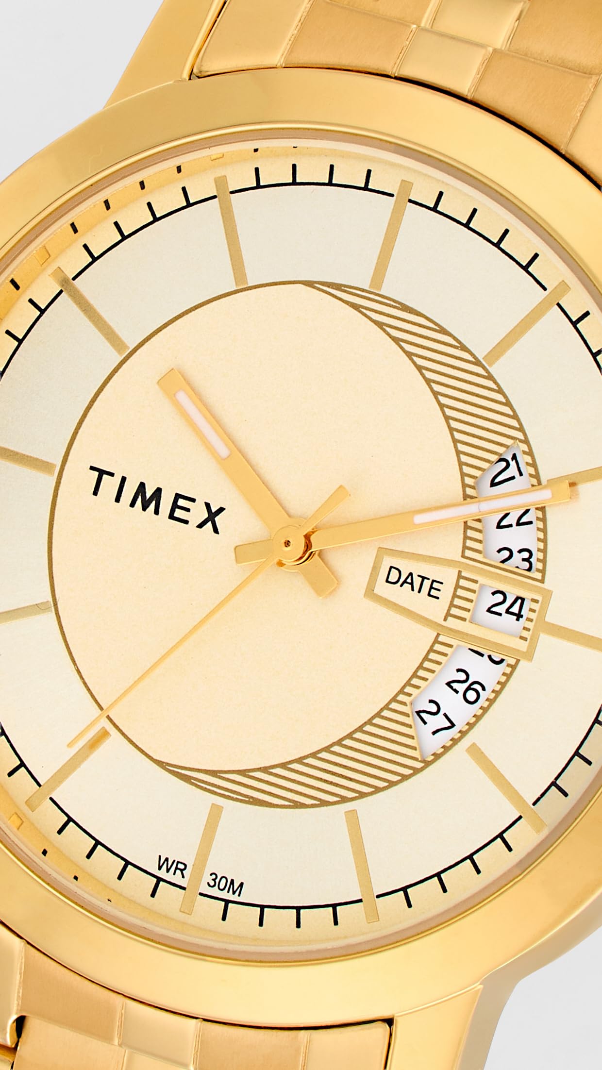 TIMEX Classics Analog Watch for Unisex with Champagne Round Dial & Gold Stainless Steel Bracelet Band Water Resistant Unisex Wrist Watches - TW00PR229