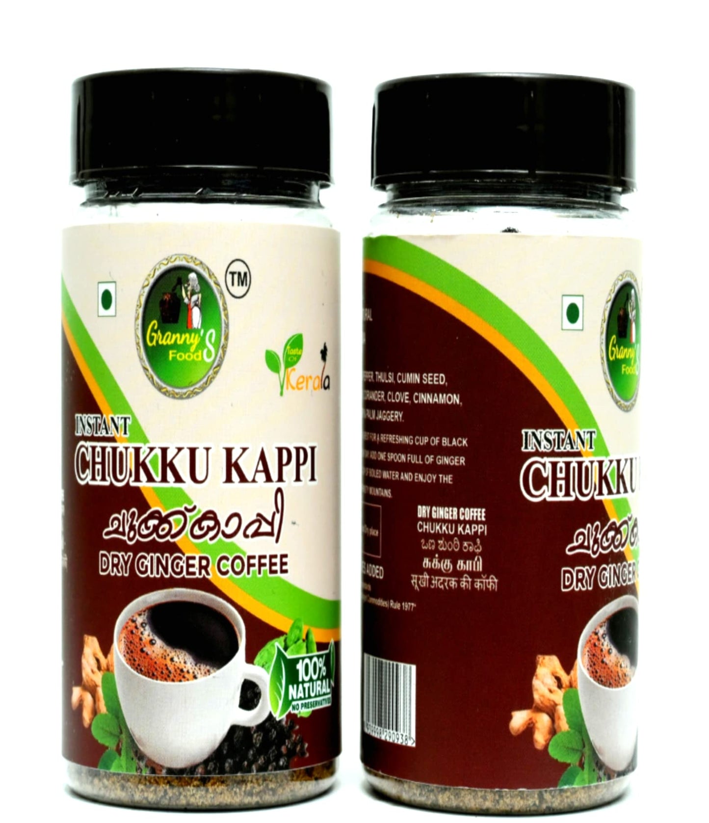 GRANNY's FOODS Gf Instant Chukku Kappi150G(Pack Of 1)/Ginger Coffee/Sukku Malli Kappi/Traditional Flavor & Taste Of Idukki/Product Of Kerala, Powder, Plastic Bottle