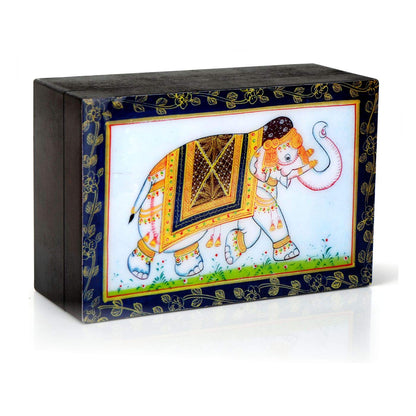 Octavius Tulsi Rose Chamomile Tisane Whole leaf tea in Darkwood Handcrafted Wooden gift box with Traditional Indian Elephant Pattern On The Lid | Caffeine Free | - 50 Gms (50 Servings)