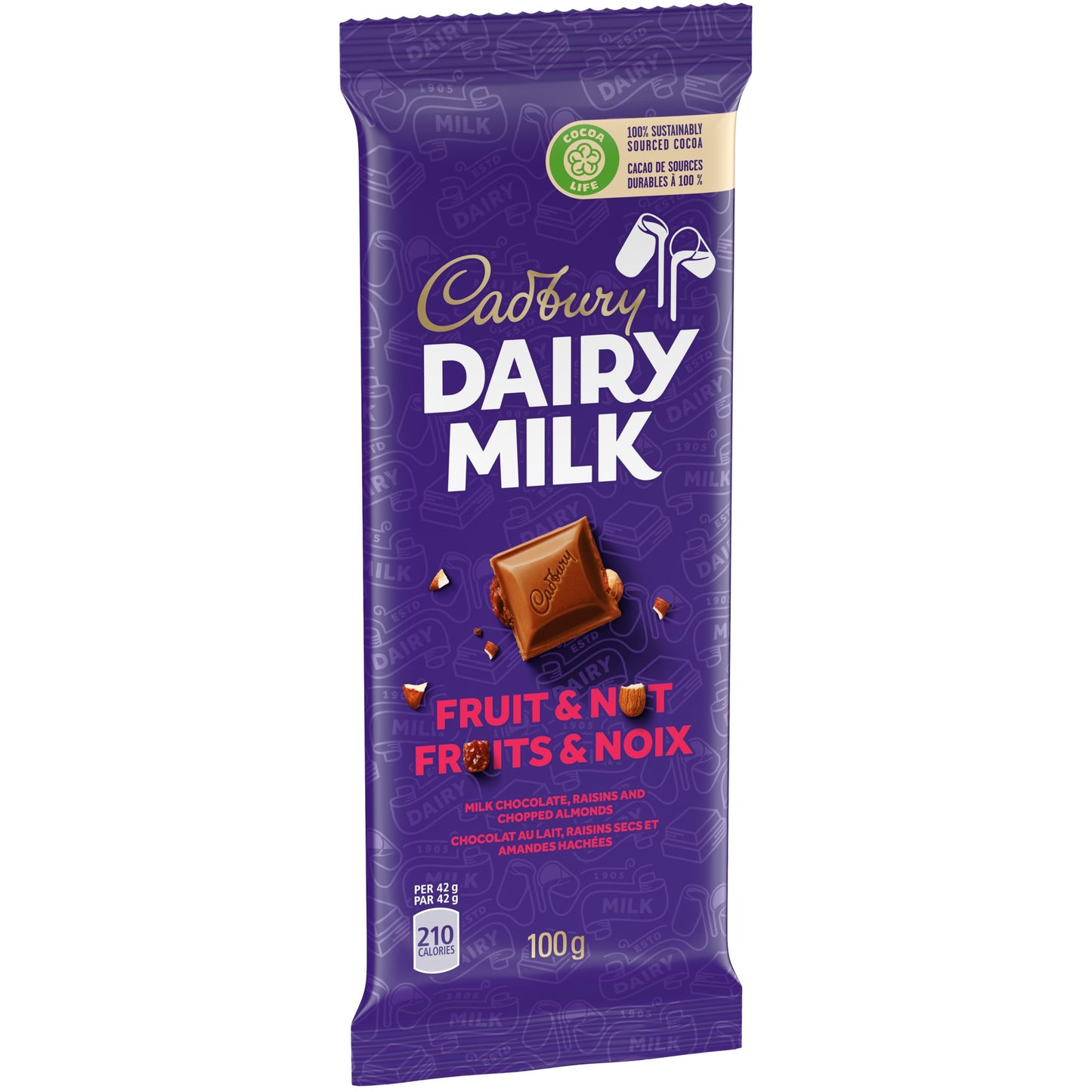 Cadbury Dairy Milk Chopped Fruit & Nut Chocolate Bar, Classic Creamy Taste, 100% Sustainably Sourced Cocoa 95g (From UK)