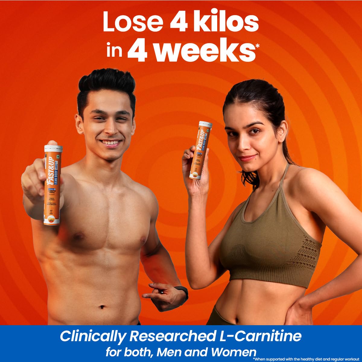 Fast&Up L-Carnitine 2000mg Effervescent Tablets | Premium Carnipure® Carnitine Supplement | Helps Convert Fat into Energy, Supports Weight Loss, Fat Burn & Lean Muscle | Peach Iced Tea Flavour, 20 Tabs (Pack of 1)