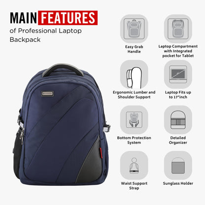 HARISSONS Fortuner 28L Laptop Backpack for Men & Women (Navy) | Lightwe- image 6