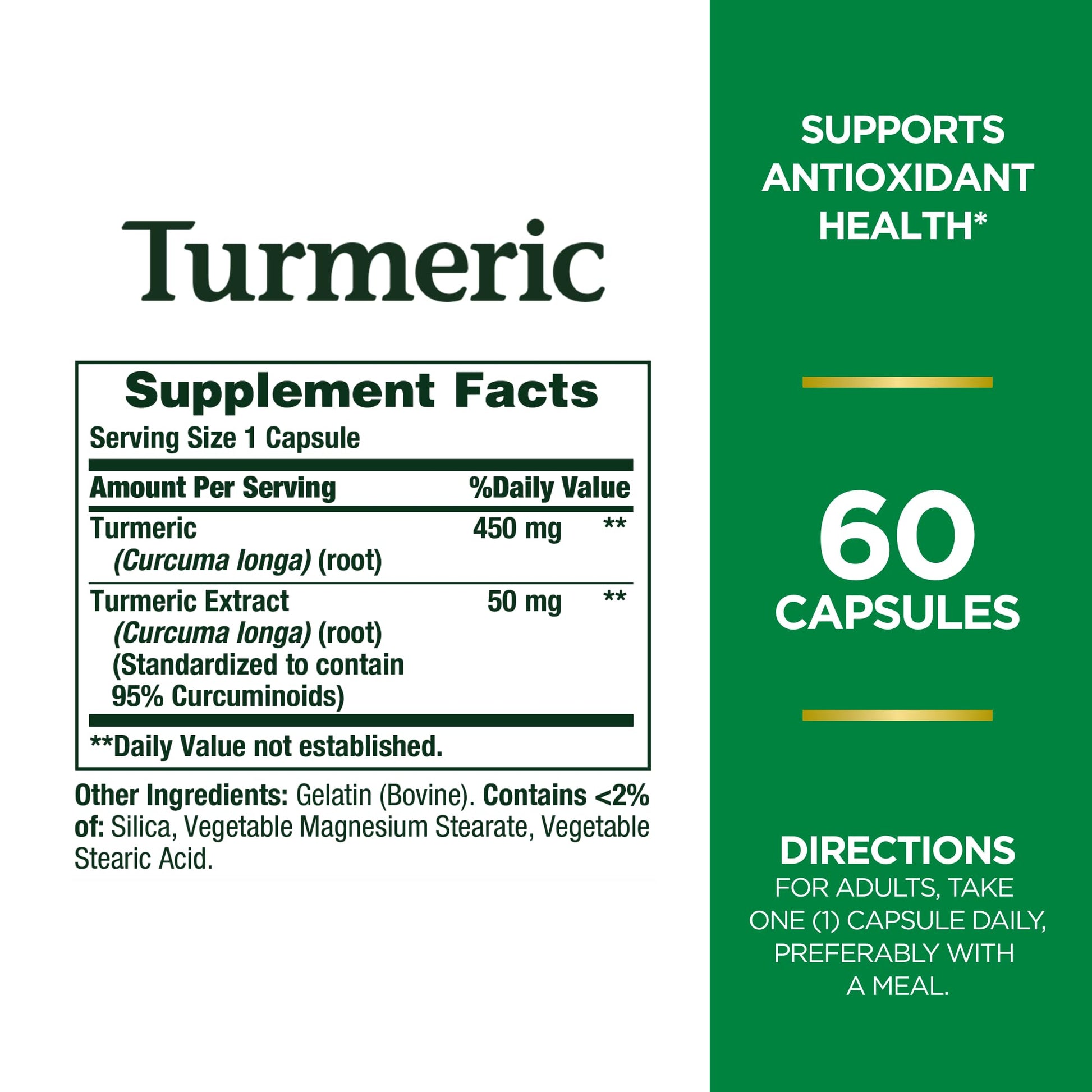 Nature's Bounty Turmeric/Curcumin, 60 Capsules, 450 Mg- image 4