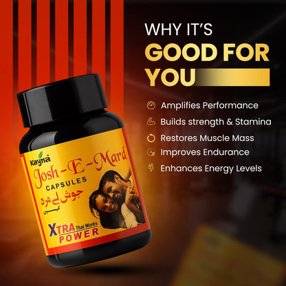 KAYNA HEALTHCARE Josh-E-Mard Power Capsules for Stamina & Vitality Support | Energy, Strength & Performance Booster | Herbal Supplement for Men, 60 Capsules