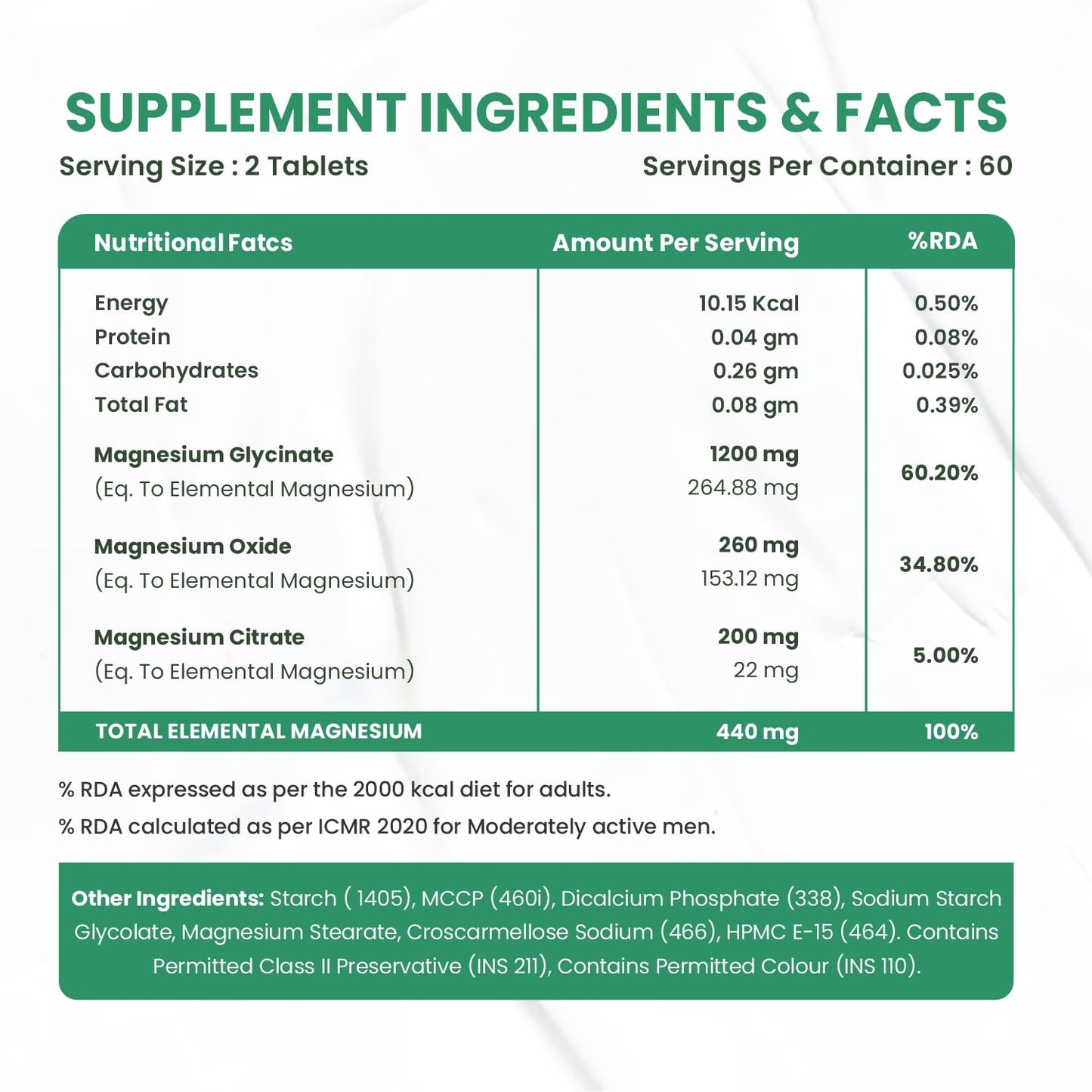 Vlado’s Himalayan Organics Magnesium Citrate + Glycinate + Oxide Complex 1660 mg Supplement For Men And Women | Boost Heart, Nerve & Muscle Health | Good For Strong Bones | Maintain Sugar Level - 120 Vegetarian Tablets