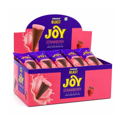 Pure Temptation Joy Strawberry Flavored Waffle Cone - Chocolates For Kids Gift Pack - 1 X 24 Pcs - Display Stand - Birthday Chocolate Gift Box For Girls & Boys - Family Chocolate Pack
