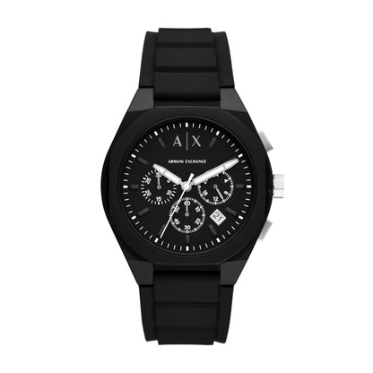 Armani Exchange Silicone Analog Black Dial Men Watch-Ax4161, Black Band