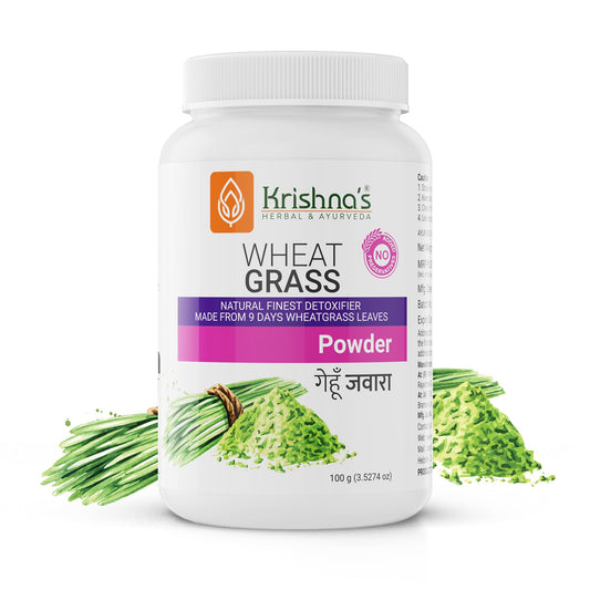 Krishna's Wheatgrass Powder - 100 g | (Pack of 2) | Prepared from 9th day picked fresh wheatgrass leaves | Finest Herbal Detoxifier | Nutrition Powder