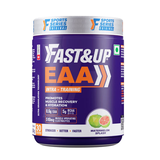 FAST&UP EAA Intra - Training/Workout drink (EAAx9) with BCAA+Electrolyte Blend+Vitamin Booster helps provide Muscle Recovery All 9 Essential Amino Acid- 30 servings (Watermelon Splash), Purple,Powder