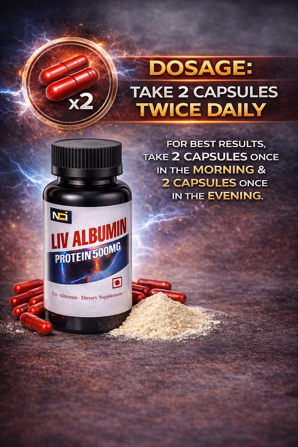 Liv Albumin Capsules Supplement (60 counts Bottle Pack)