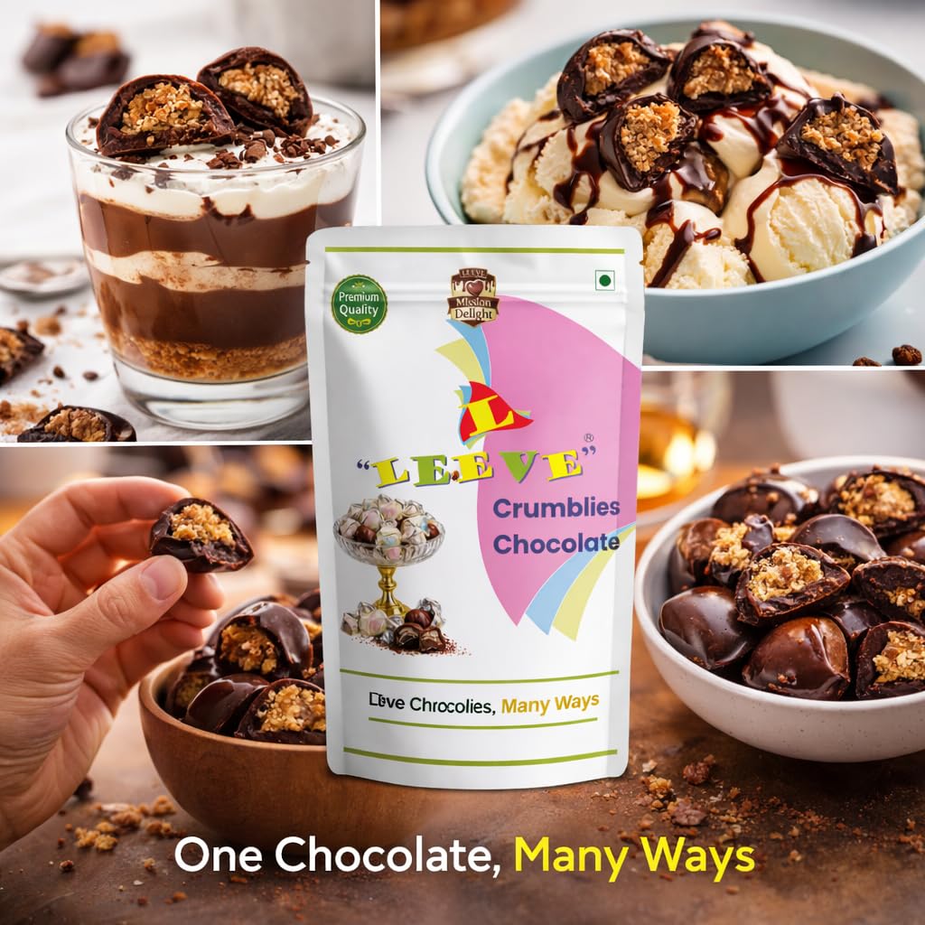 Leeve Crumblies Chocolate 200g | Crunchy Chocolate Bites | Crispy Choco Cubes | Kids Favorite Treat | Snack & Gifting Chocolate | Sweet Dessert Delight