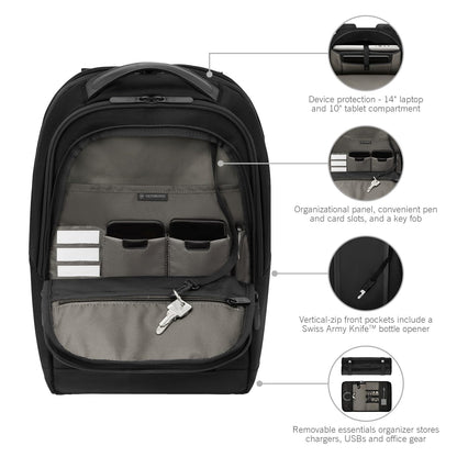 Victorinox Swiss Designed Altmont Professional Compact Laptop Backpack, Black, One Size, 16 IN (602151)