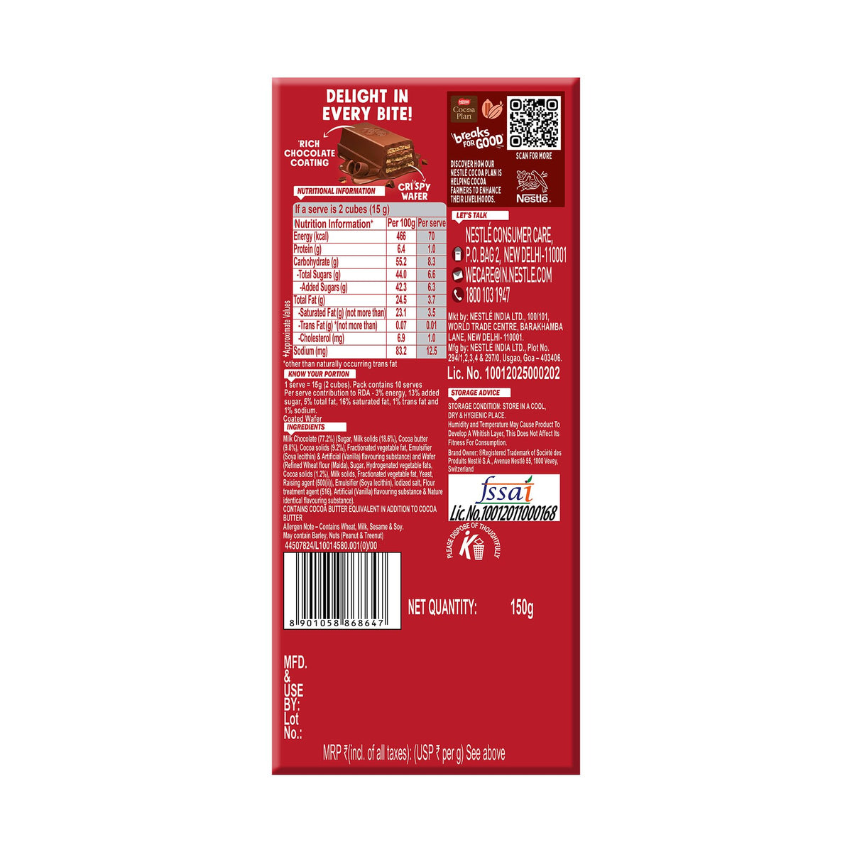 Nestle Kitkat Rich Chocolate 150g