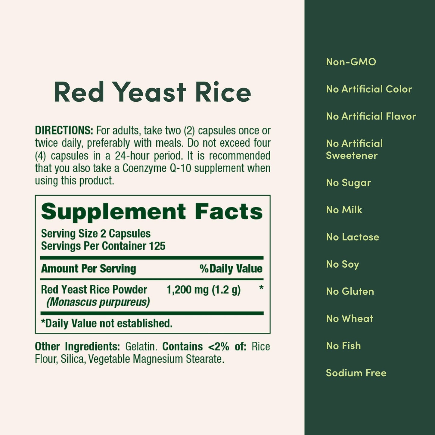 Nature's Bounty Red Yeast Rice, 600 mg, 250 Capsules