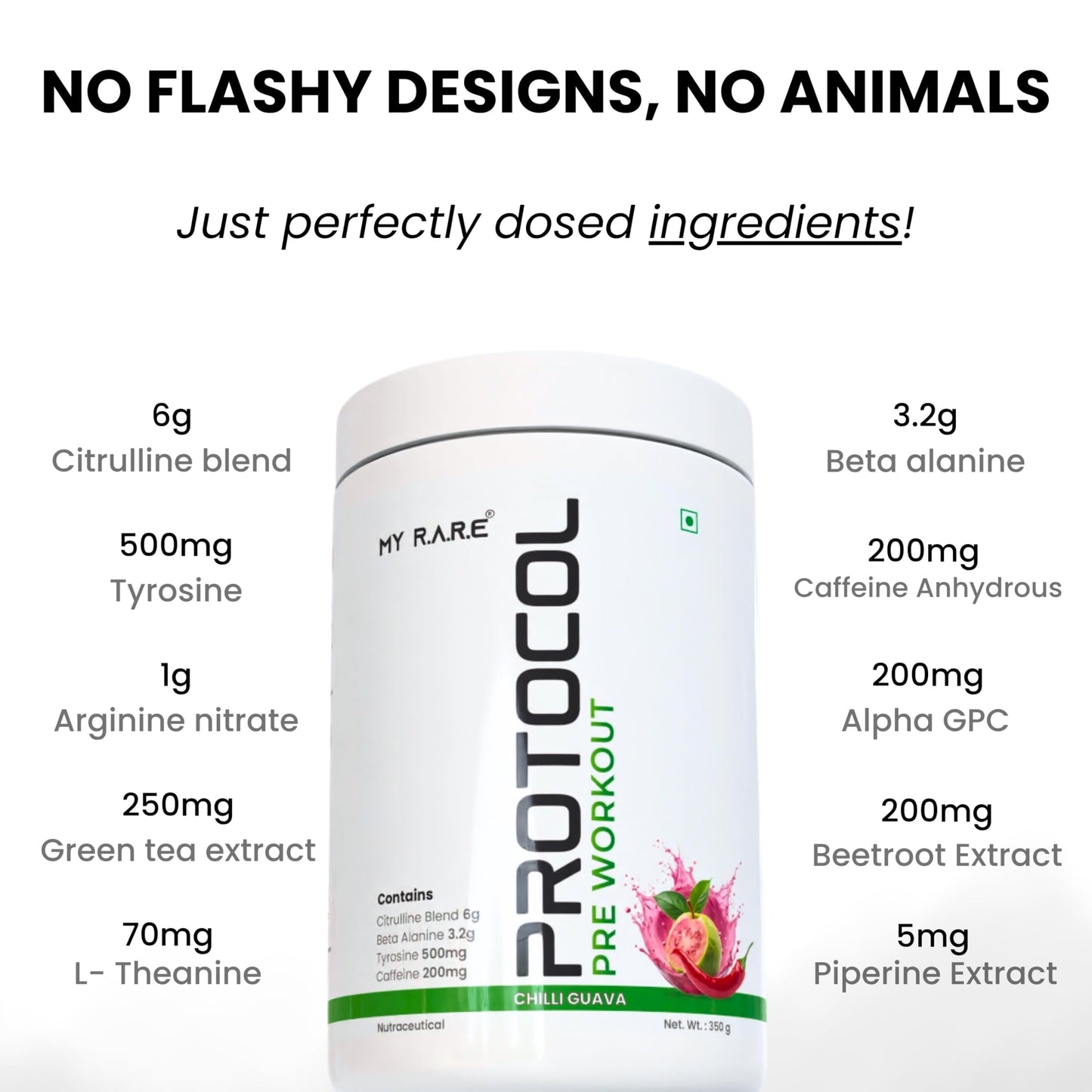 My Rare Protocol Pre-workout [25 Servings, Chilli Guava Flavour] | Boost Energy, Sharp Focus, Peak Pump | Pre-workout Supplement for Athelete's - 350g