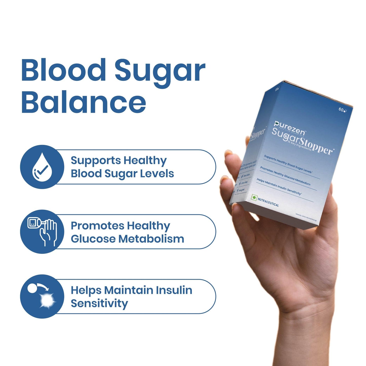 Purezen SugarStopper | Blood Sugar & Diabetes Wellness Supplement with Gymnema, Berberine, Bitter Melon & ALA | 60 Capsules
