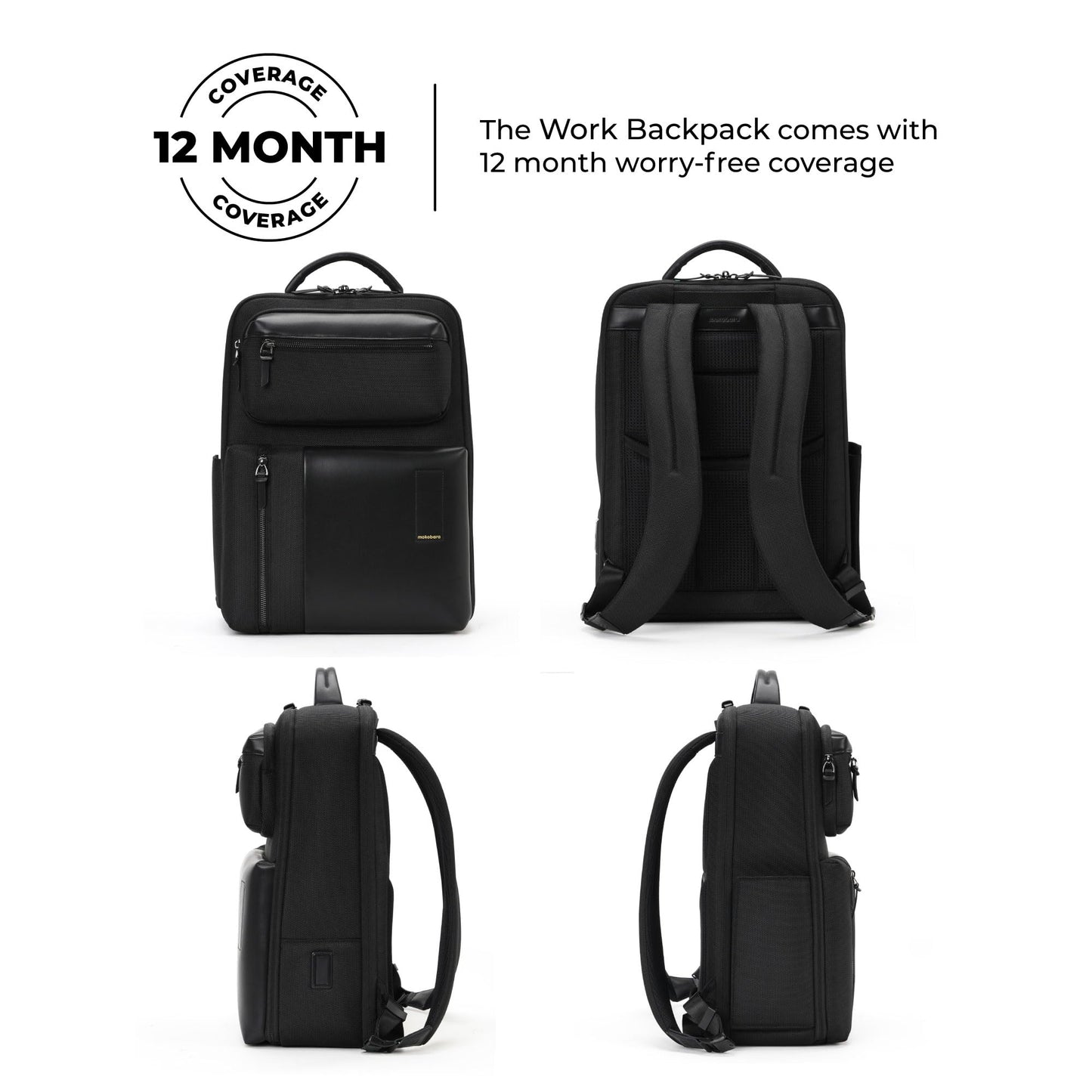 MOKOBARA The Work Backpack | Fits 16 Inch Laptop, 19L Capacity, USB Charging Port, Water-Resistant Vegan Leather & Nylon | Black,Money Moves 2.0