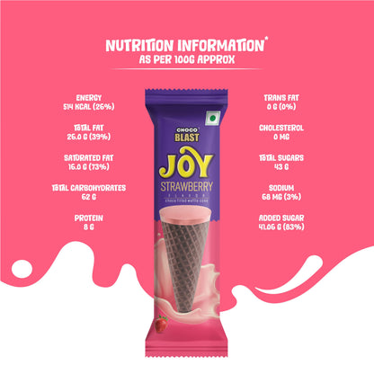 Pure Temptation Joy Strawberry Flavored Waffle Cone - Chocolates For Kids Gift Pack - 1 X 24 Pcs - Display Stand - Birthday Chocolate Gift Box For Girls & Boys - Family Chocolate Pack