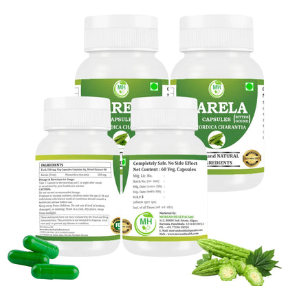 MORSAN HEALTHCARE | Karela Capsules 500mg – 60 Count | 4 Pack | Vegetarian | Plant-Based | Herbal Supplement | No Artificial Additives | Gluten-Free | Organic |