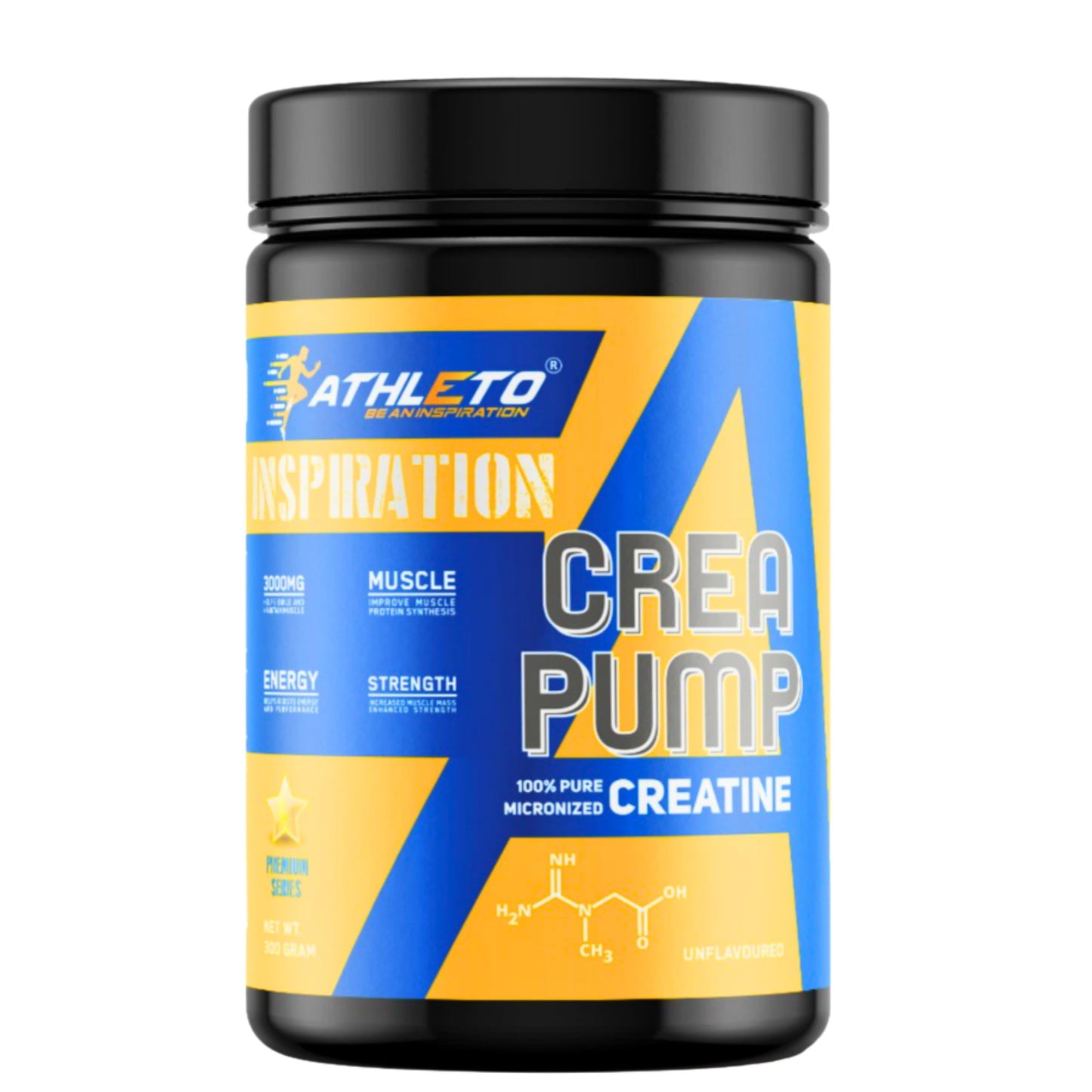 Athleto Creatine Monohydrate Powder | 100% Pure Micronized | Strength, Power & Muscle Growth Supplement for Men & Women | 300g Unflavoured