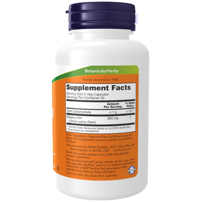 Now Foods Slippery Elm Capsules 400mg - 100 Capsules- image 7