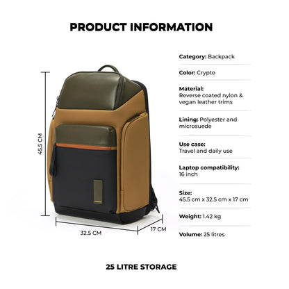 MOKOBARA The Astronaut Backpack | 25 Liter Capacity, Fits 16 Inch Laptop, Durable Nylon & Vegan Leather | Ideal For Work & Travel, Ergonomic Design & Breathable Back Panel (On The Rocks)