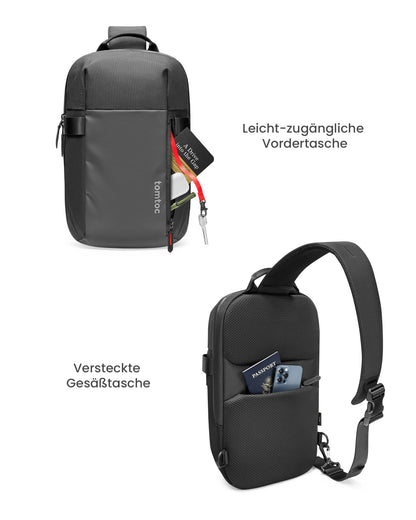 tomtoc 14-inch Compact EDC Sling Bag, Minimalist Chest Shoulder Backpack Crossbody Bag for up to 14-inch MacBook Pro M1/M2 A2779 A2442, Water-resistant, Lightweight Daypack for Travel, Work, Sport