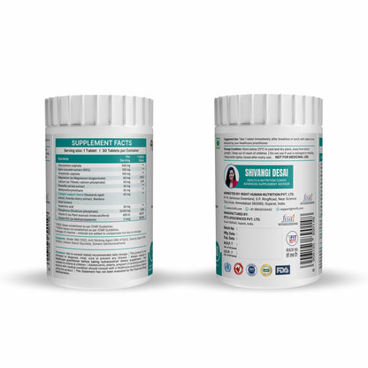 RHN Joint Plus | Glucosamine, Collagen Support, Curcumin & Chondroitin | Bone & Joint Health Supplement | 30 Tablets