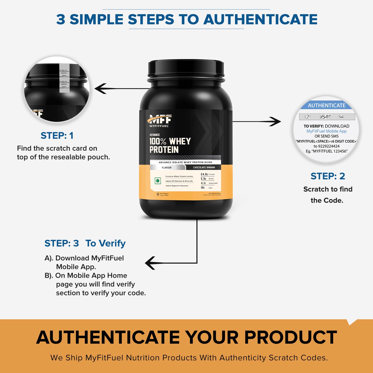 MyFitFuel MFF Whey Protein 90 Isolate | 1 Kg, 30 Servings (Unflavoured)- image 2