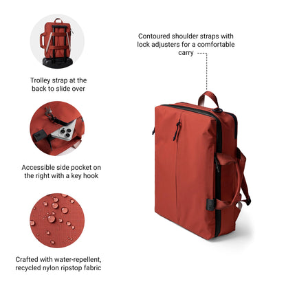 DailyObjects Water Resistant Pivot Briefpack (16L) Bag for Men & Women|Fits 13/14/15.6 inch Laptop/Macbook Pro/Air|Lightweight| Messenger Backpack|Office Use/Travel|Multi Pocket|Adjustable Strap (Red)