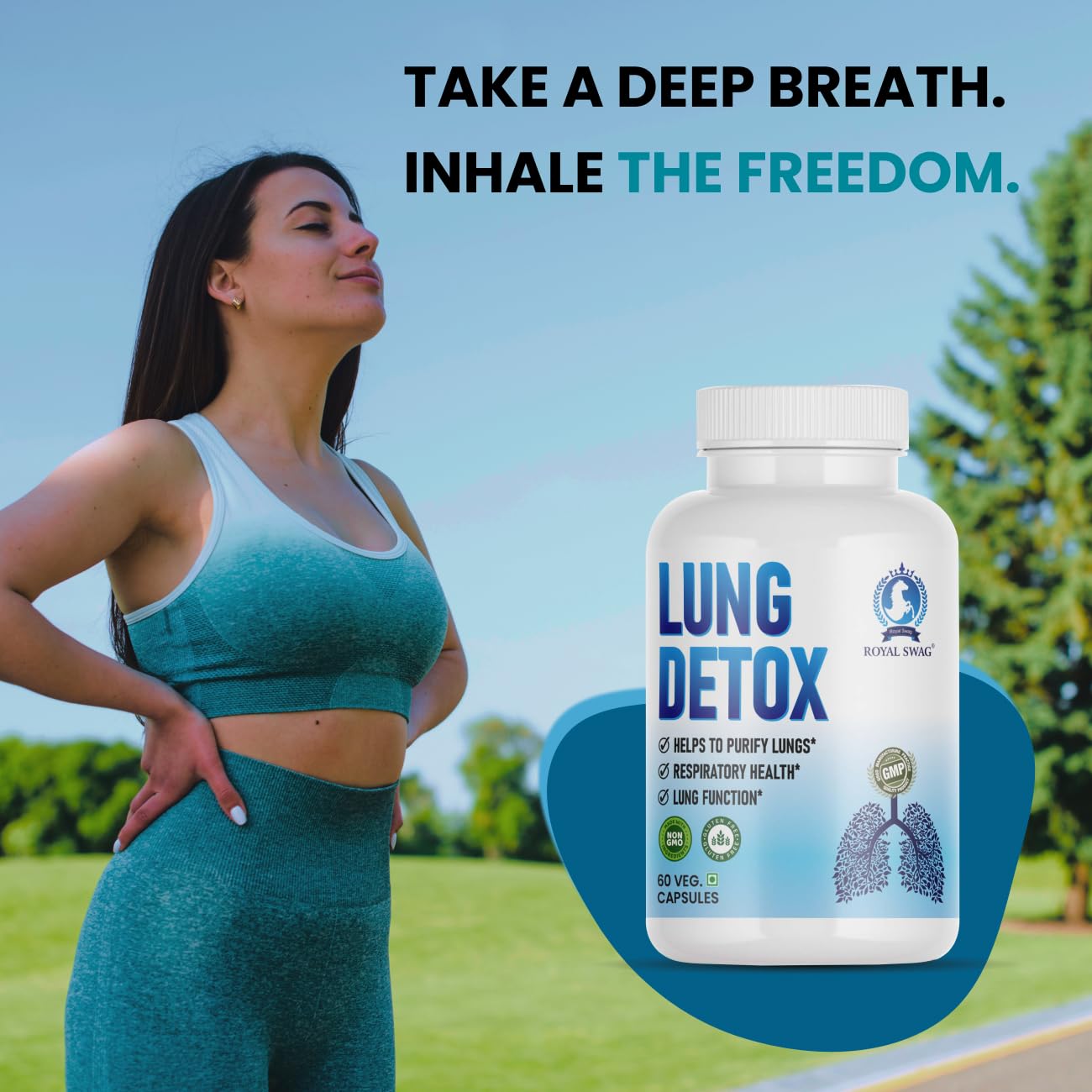 ROYAL SWAG Lung Detox Capsules For Smokers and Non-Smokers(60 Count) Cleanse and Detox Detoxify Lungs - Natural Respiratory Support Supplements For Lung Health and Detoxification