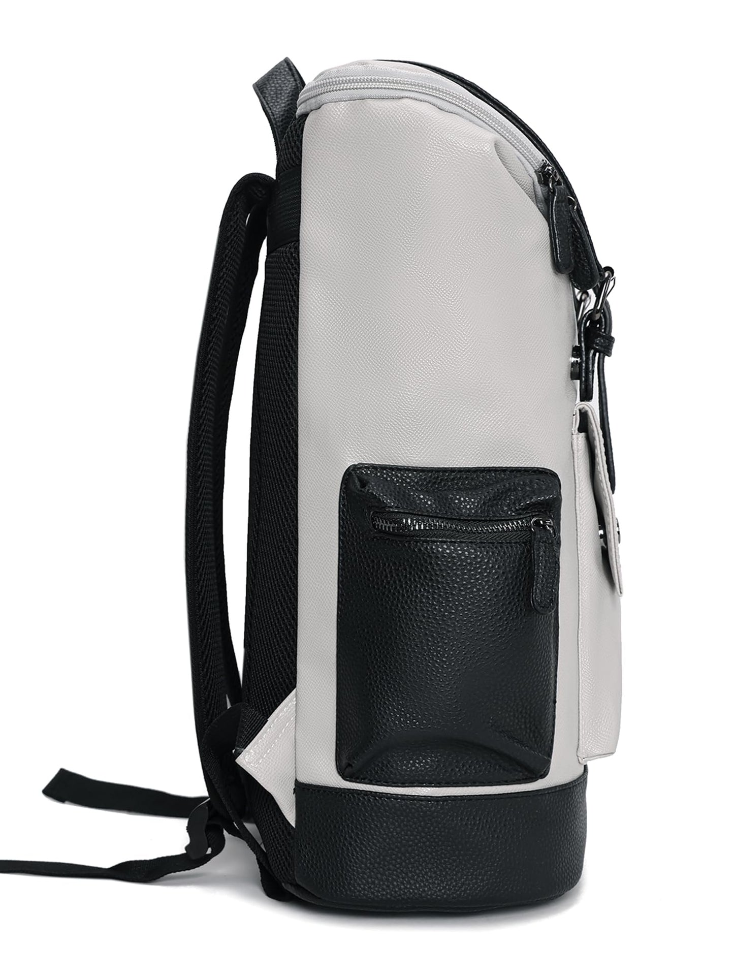 FUR JADEN Vegan Leather Anti Theft Casual Laptop Backpack with 15.6 Inch Laptop Pocket (BlackGrey)