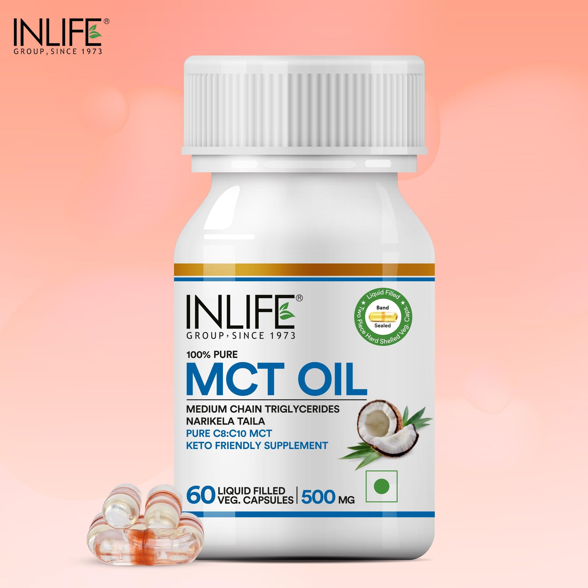 INLIFE Pure MCT Oil C8 C10 Keto Diet Friendly Advanced Products, 500mg- image 5
