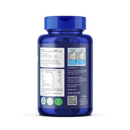 AIWO Ultimate Omega 3 Triple Strength Fish Oil Capsules for Men & Women, 1000 mg with 460 mg EPA & 380 mg DHA, 60 Softgels, Burp-Free Formula, Supports Heart, Brain, Joints & Eye Health