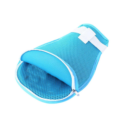 CALANDIS™ Hand Restraint Glove Mesh Cloth Elderly Portable Multifunction Security Mitt Light Blue with Zip