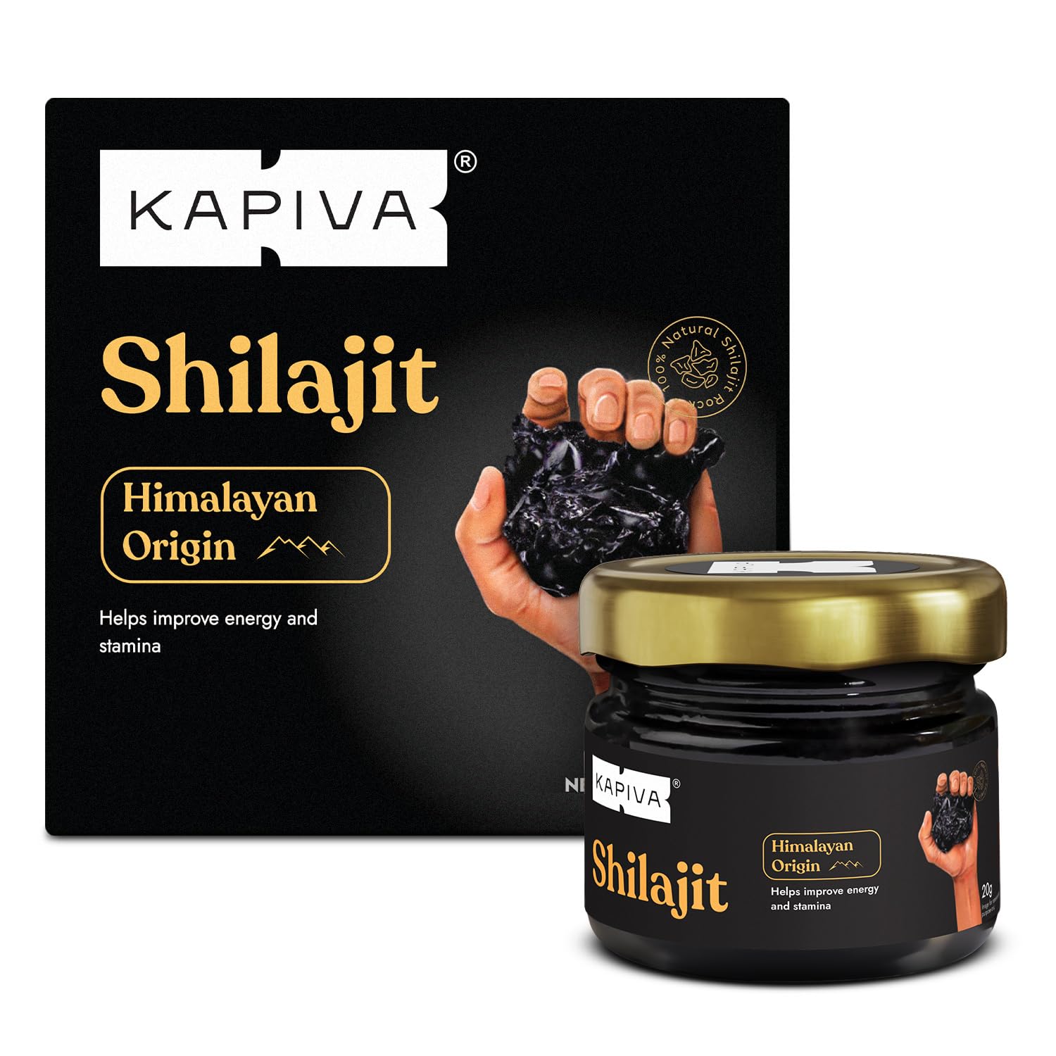 Kapiva Original Himalayan Shilajit for Men | 20g Resin | 250mg/Serving | Boosts