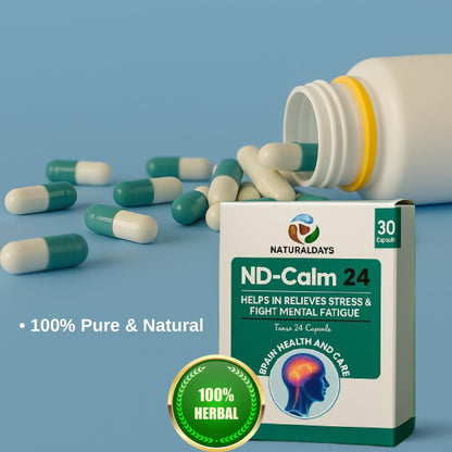 Naturaldays ND-Calm 24 – Natural Stress Relief & Mental Fatigue Support – Brain Health & Care – 30 Capsules