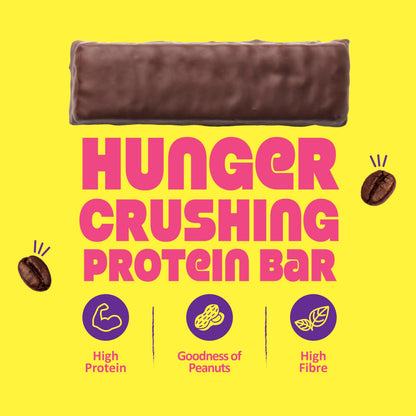 Yogabar Protein Minis, 4g Protein Bar (24 Bars, Coffee Crush) | Dark Chocolate Bar with no Trans Fat | Healthy Snacks for Kids & Adults | Goodness of Peanuts | Rich in Protein & Fiber