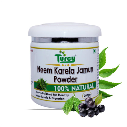 Turcy Neem Karela Jamun Powder 200g | Natural Ayurvedic Supplement | Supports Blood Sugar, Digestion & Immunity | Herbal Detox Formula