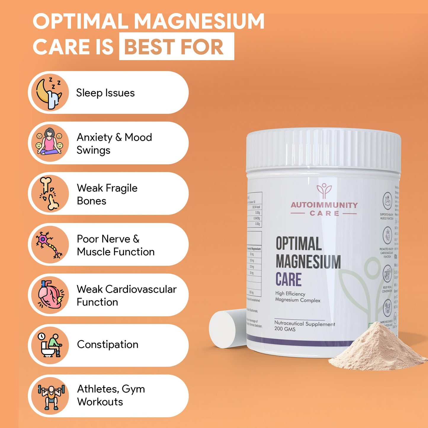 Optimal Magnesium Care | 2511 mg per serving | High Absorption 4-in-1 Magnesium + B6 | Citrate, Malate, Glycinate, Oxide | Improves Sleep, Anxiety & Mood | Muscle Cramps, Bone & Nerve Support