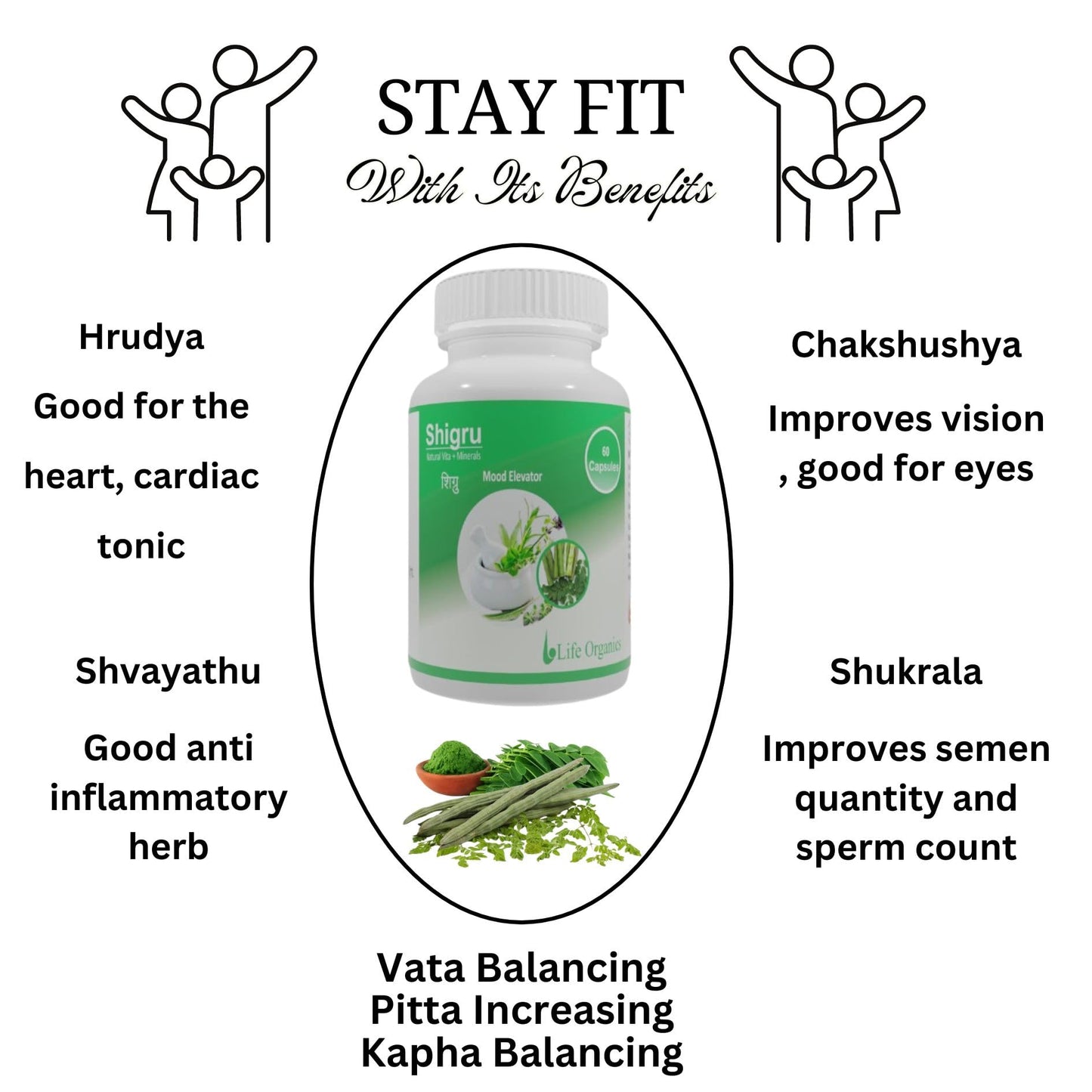 LIFE ORGANICS Shigru (Moringa) 500mg Veggie Capsules Tablet Wellness Pure Herbs Shigru Bone & Joint Wellness
