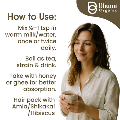 Bhumi Organic Natural Brahmi Powder, 200g, Bacopa Monnieri, Brain Tonic- image 4