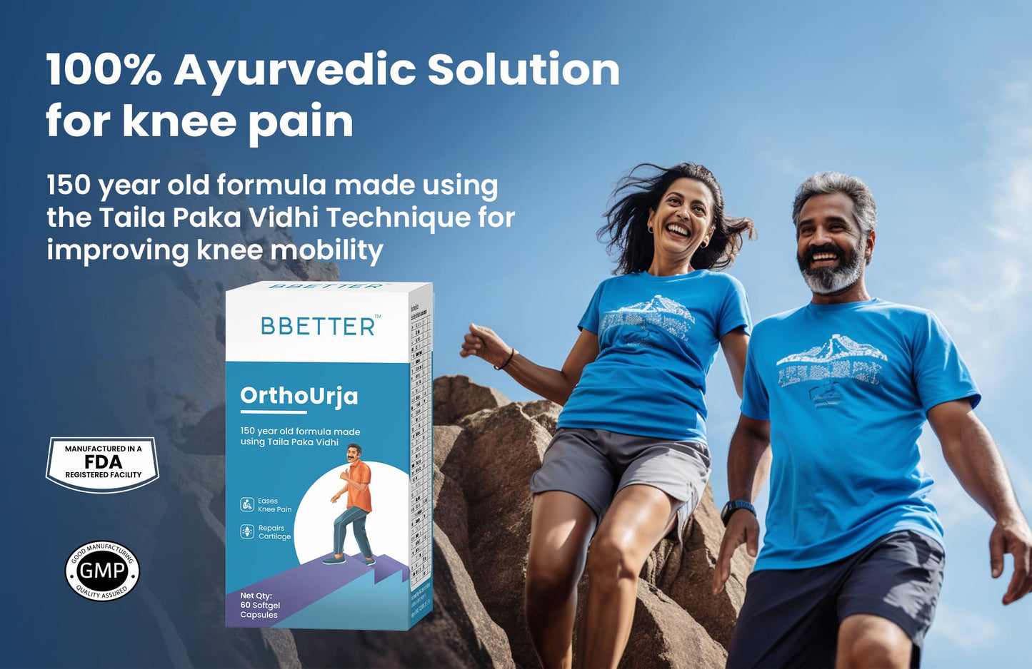 BBETTER OrthoUrja -Ayurvedic Knee Pain, Joint Pain & Arthirits Relief | Made by Taila Paka Vidhi method | 60 softgels for knee pain, joint pain & arthritis relief