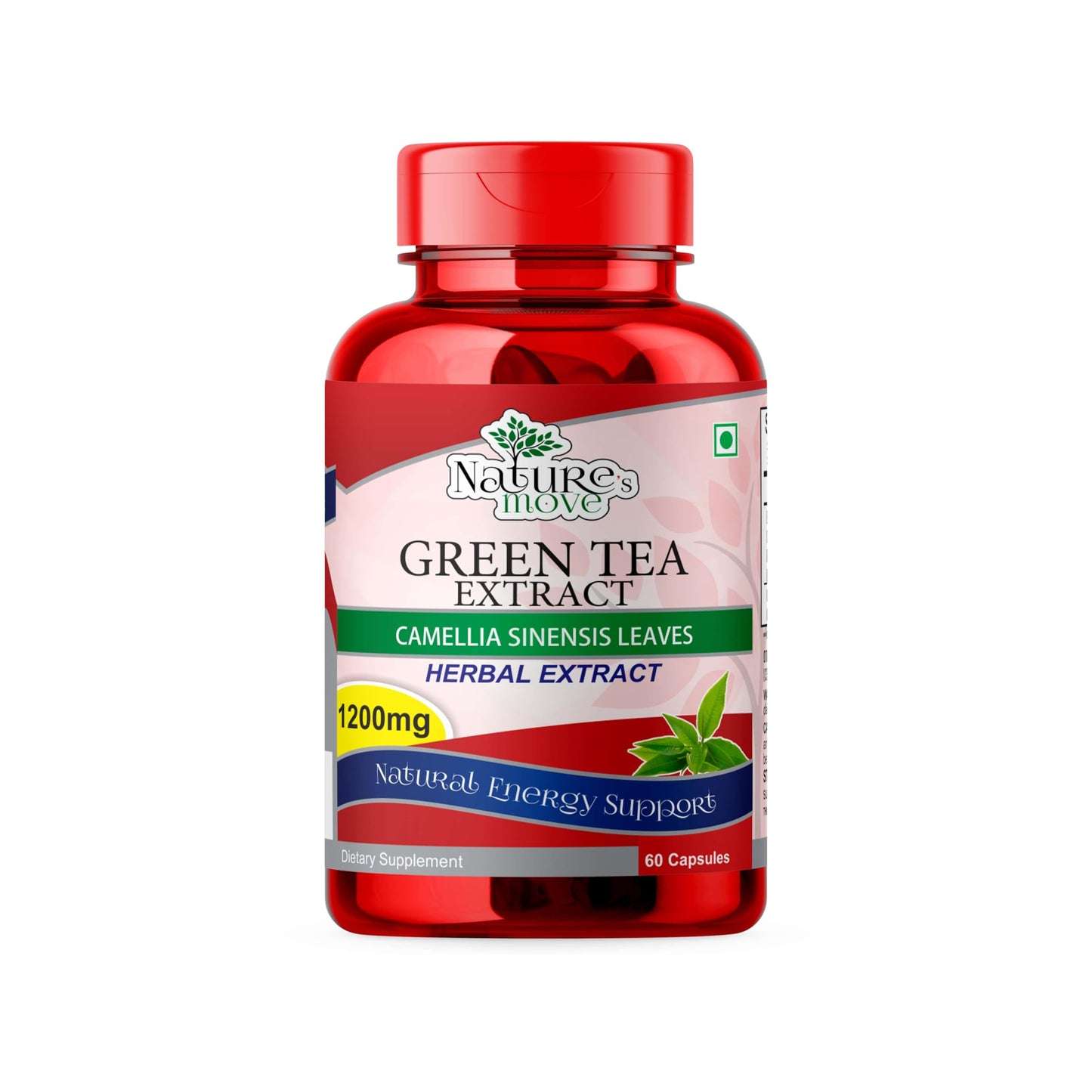 Nature's Move Green Tea Extract 1200MG | Natural Energy & Antioxidant Support | 60 Capsules