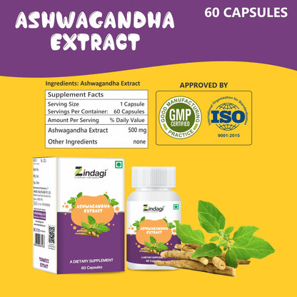 Zindagi Ashwagandha Capsules | Herbal Supplement| (Pack of 3))