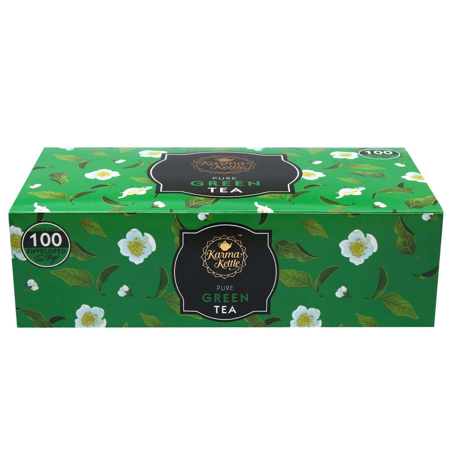 Karma Kettle | Green Tea |Unbleached and Staple-Free with Natural Flavorings | 100 Tea Bags