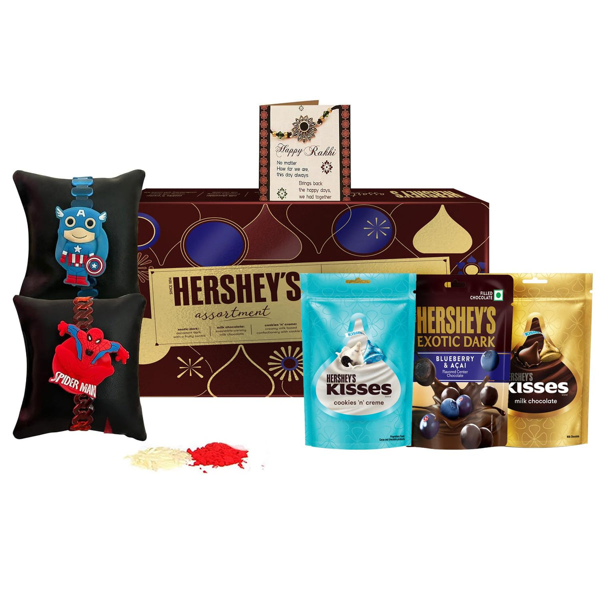 TIED RIBBONS Kids Rakhi For Brother With Chocolate Gift Pack - Set Of 2 Kids Rakhi With Lights And Chocolates Gift Pack and Roli Chawal, 149 Grams