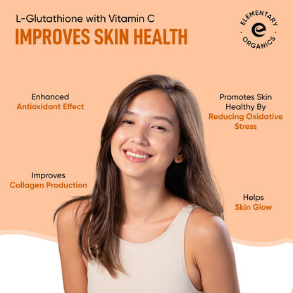 Elementary Organics L Glutathione Tablets with Vitamin C | Antioxidant Support, for Skin Glow and Hydration– 30 Veg Tablets (30 - Tablet)