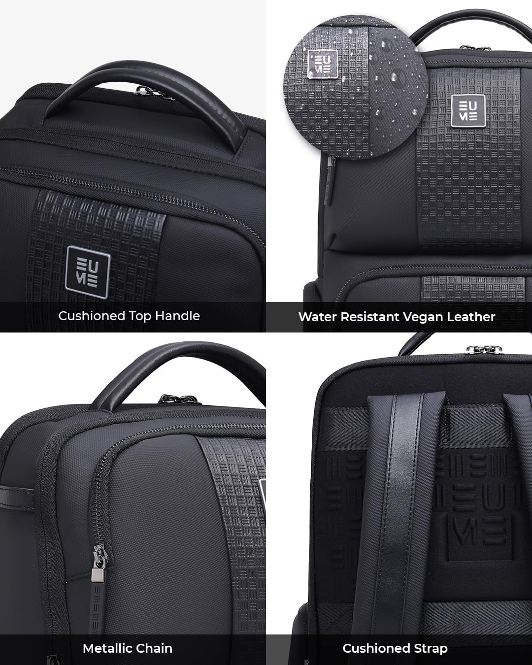 EUME Premium 15.6 in Laptop bags for Men & Women Office Use | Stylish Backpack Bag | Spacious Backpack for Travelling | 28L Polaris Charcoal Black