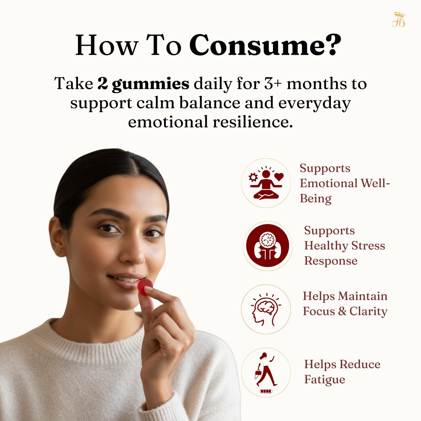 Her Highness CALM Stress Relief Gummies for Women | 30 Gummies | Magnesium, L-Theanine, Chamomile | Stress Support, Emotional Balance, Focus & Relaxation | No Added Sugar | No Added Preservatives | 100% Veg | Cherry Flavour